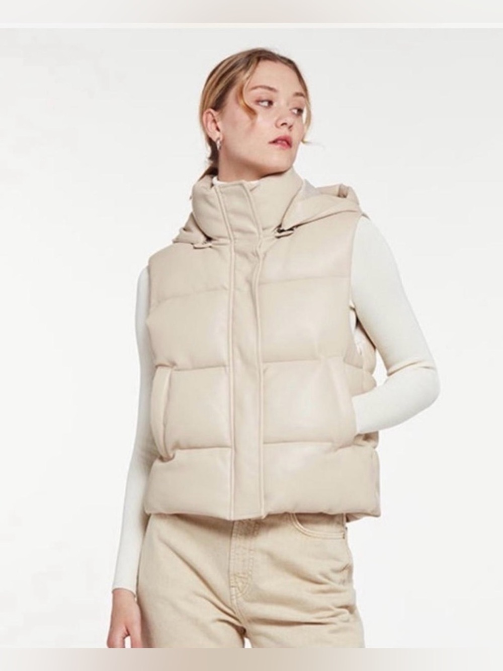 APPARIS faux leather puffer vest